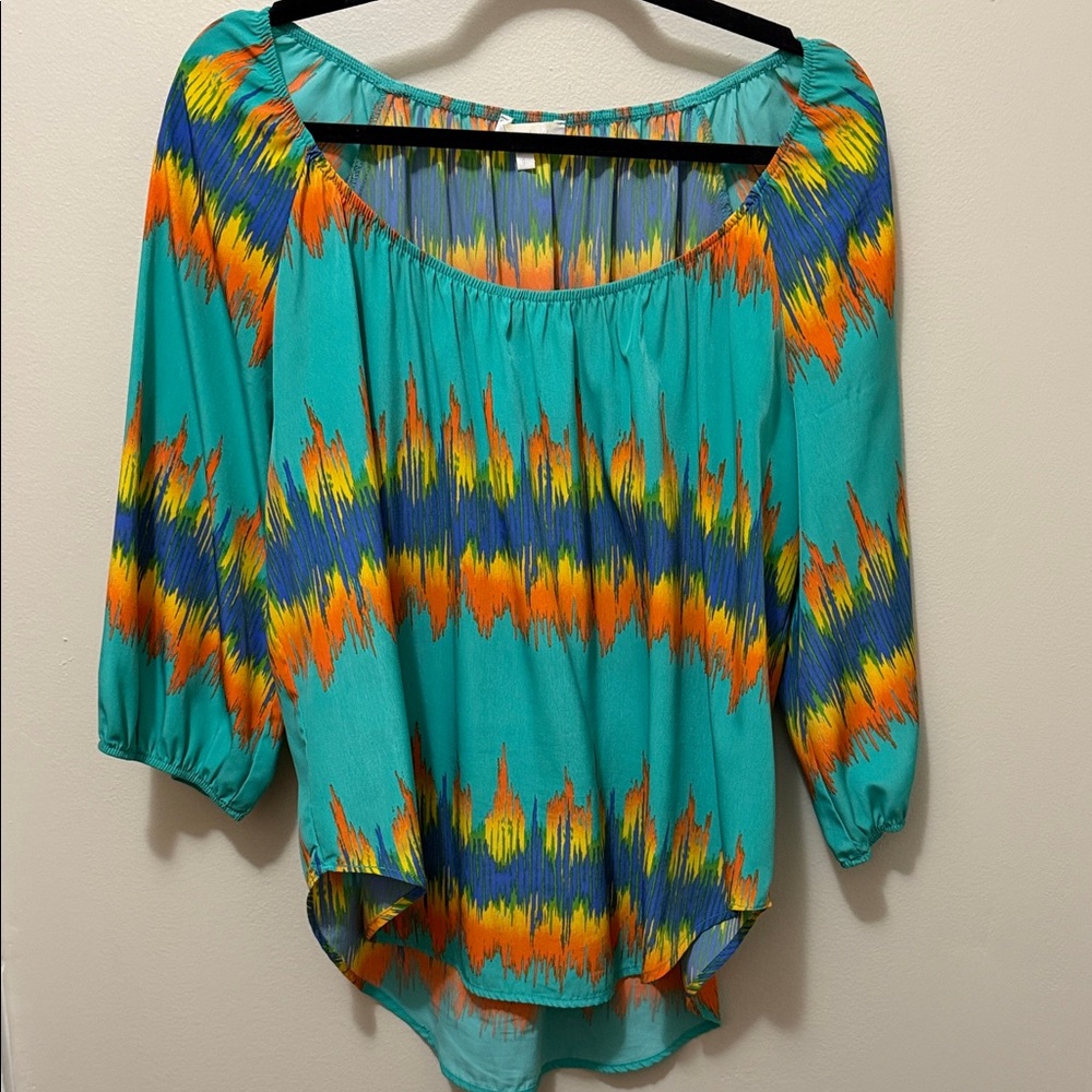 Glam Teal and Orange Women's Blouse